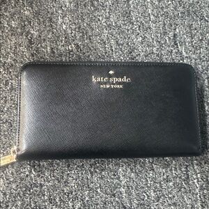 Kate Spade Black Leather zip around Wallet